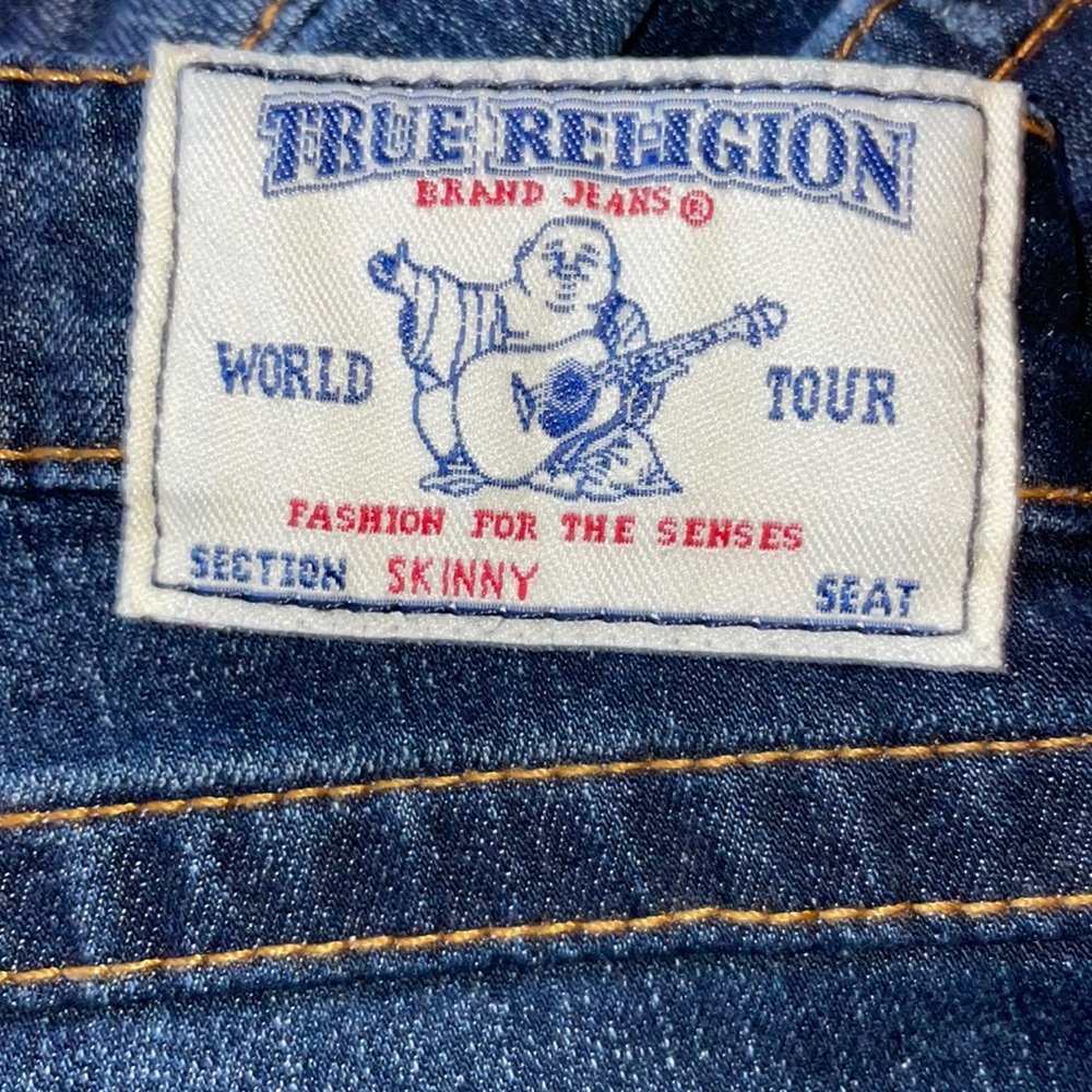 True Religion🧲 Skinny, Distressed, Mid-Rise Dark Wash 29x31.5 - Picture 3 of 15